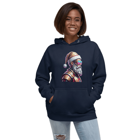 Cyberpunk Santa Christmas Hoodie – Unisex Graphic Pullover for Parties & Gifts