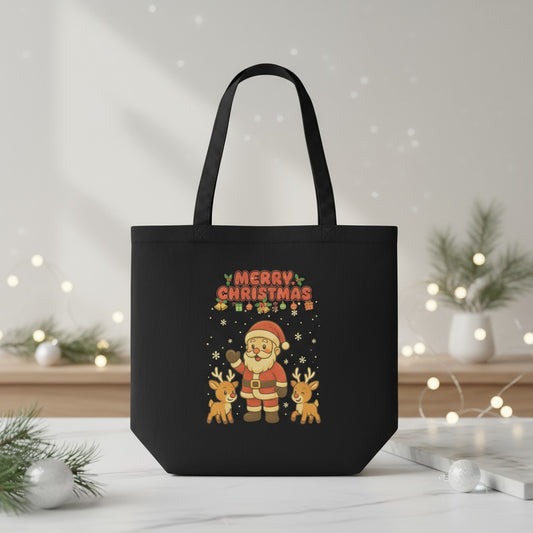 Christmas Tote Bag with Santa & Reindeer – Party-Ready Gift