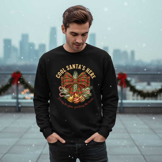 Cool Santa Plaid Bow Xmas Sweatshirt – Party & Secret Santa