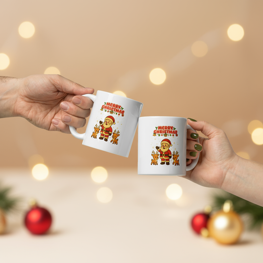 Santa & Reindeer Christmas Mug | Party Cheer, Secret Santa Gift