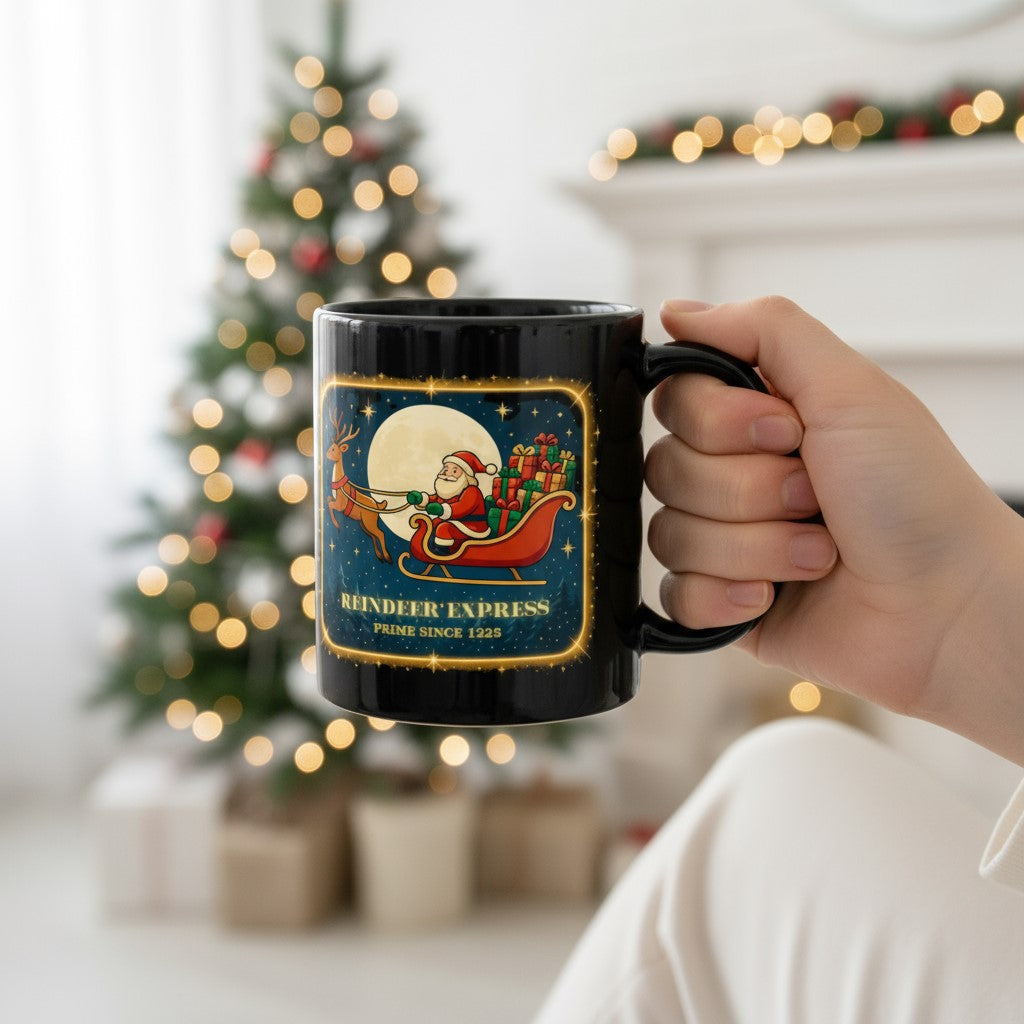 Christmas Reindeer Express Mug – Secret Santa Gift & Party Cocoa