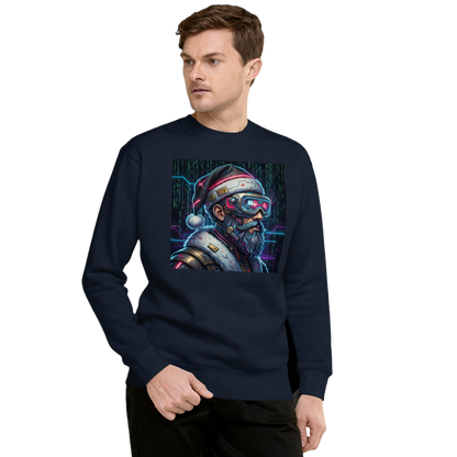 Cyberpunk Santa Christmas Sweatshirt | Neon Tech Santa Unisex Crewneck