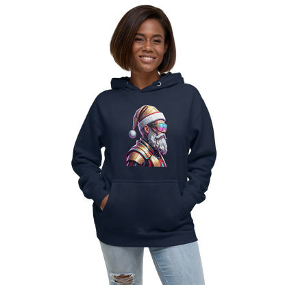 Cyberpunk Santa Christmas Hoodie – Unisex Graphic Pullover for Parties & Gifts