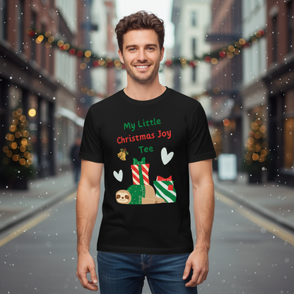 Sloth Christmas Joy Tee – Cozy Party & Secret Santa Gift