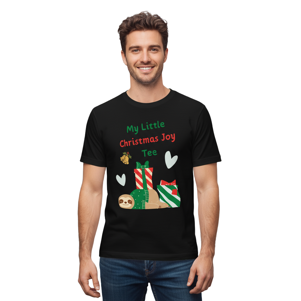 Sloth Christmas Joy Tee – Cozy Party & Secret Santa Gift