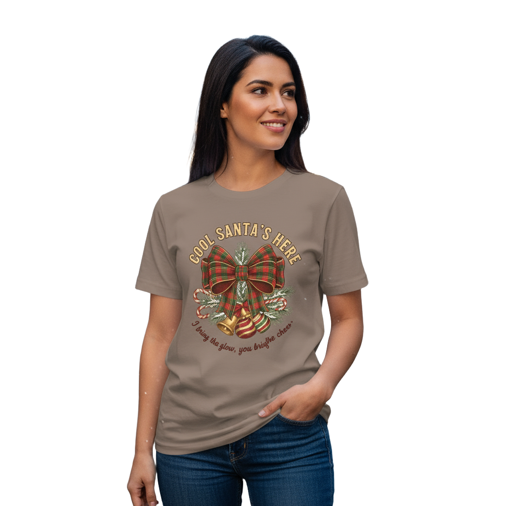 Cool Santa Plaid Bow Christmas Tee – PartyGiftSecret Santa