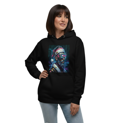 Cyberpunk Santa Graphic Hoodie – Unisex Futuristic Christmas