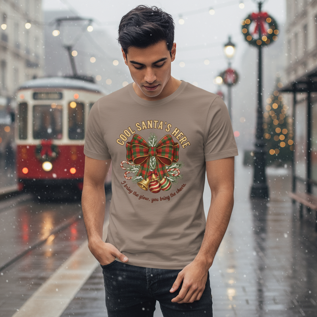 Cool Santa Plaid Bow Christmas Tee – PartyGiftSecret Santa