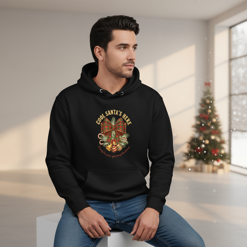 Cool Santa Plaid Bow Christmas Hoodie – Party & Secret Santa
