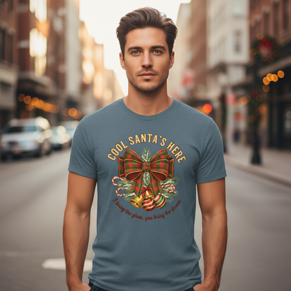 Vintage Christmas Tee – Cool Santa Bow for Party & Secret Santa