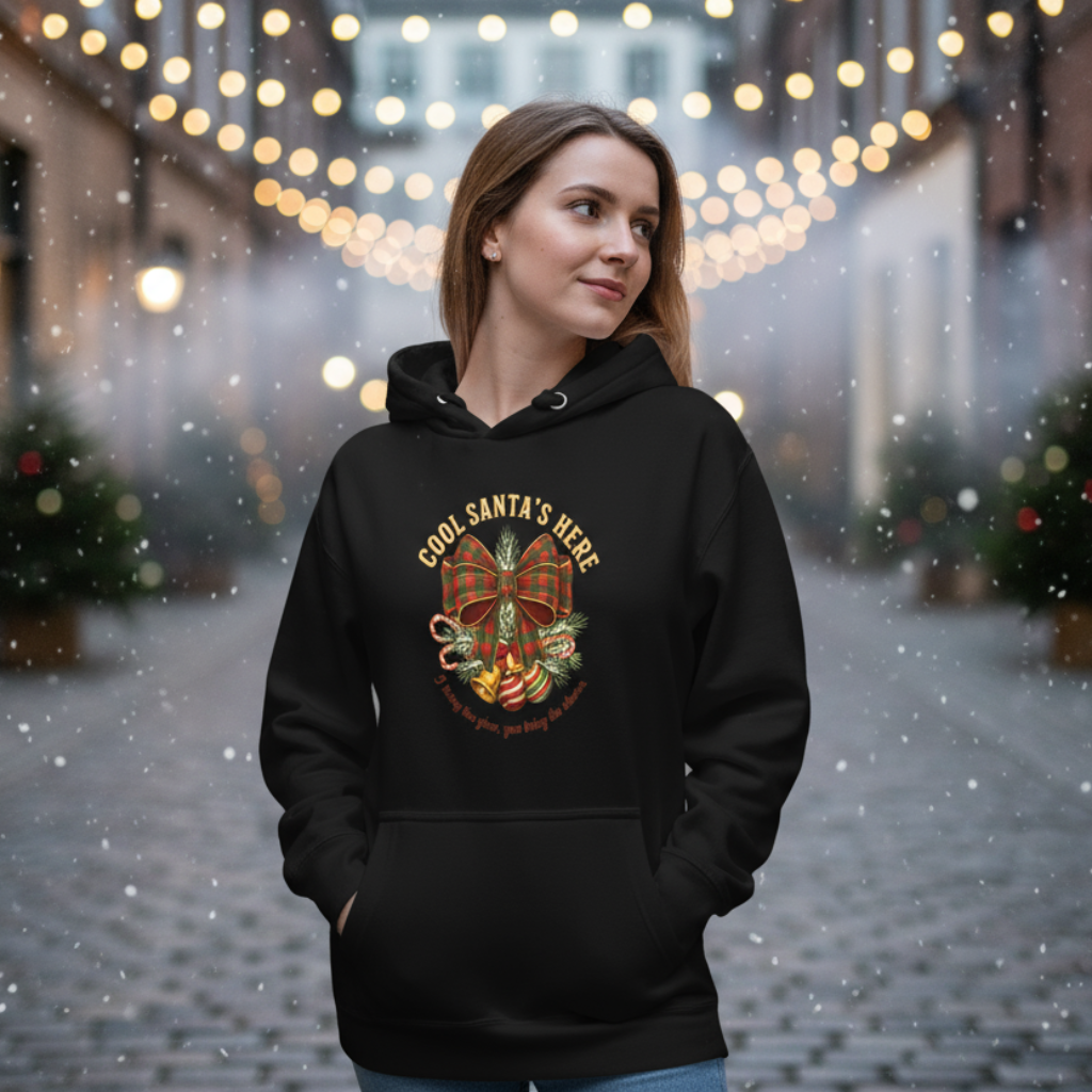 Cool Santa Plaid Bow Christmas Hoodie – Party & Secret Santa