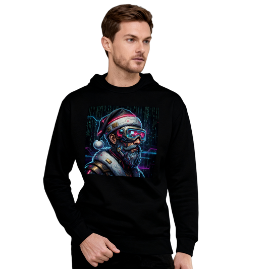 Cyberpunk Santa Christmas Sweatshirt | Neon Tech Santa Unisex Crewneck