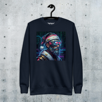 Cyberpunk Santa Christmas Sweatshirt | Neon Tech Santa Unisex Crewneck