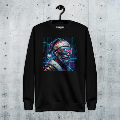 Cyberpunk Santa Christmas Sweatshirt | Neon Tech Santa Unisex Crewneck