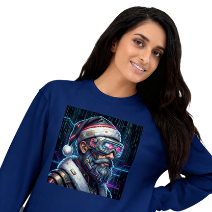 Cyberpunk Santa Christmas Sweatshirt | Neon Tech Santa Unisex Crewneck