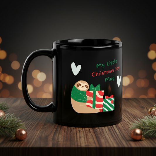 Sloth & Gifts Christmas Mug – Cute Black Holiday Coffee Cup