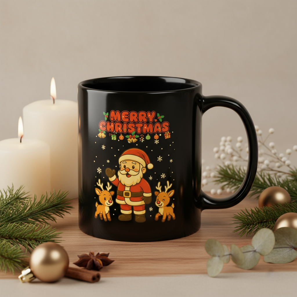 Santa & Reindeer Christmas Mug for Party / Secret Santa Gift
