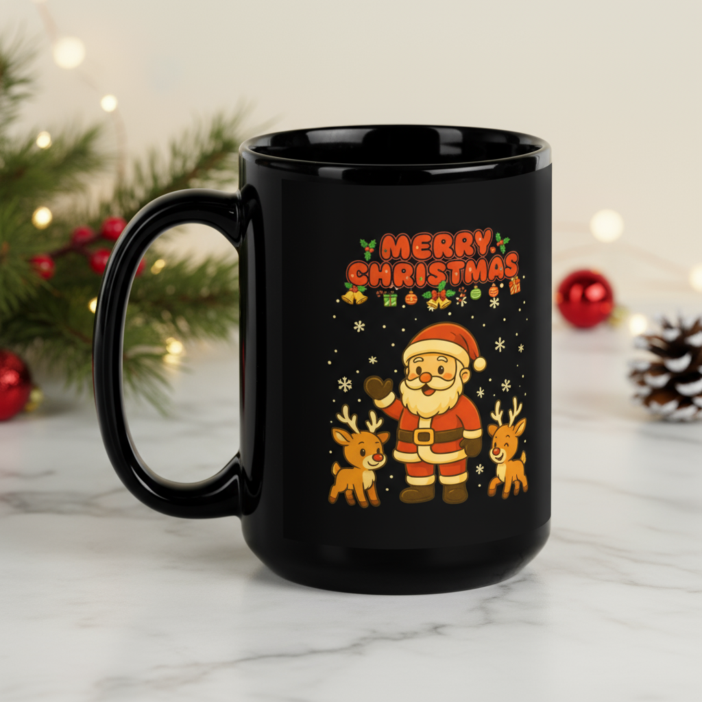 Santa & Reindeer Christmas Mug for Party / Secret Santa Gift