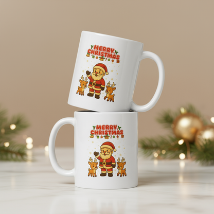 Santa & Reindeer Christmas Mug | Party Cheer, Secret Santa Gift