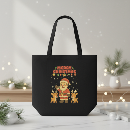 Christmas Tote Bag with Santa & Reindeer – Party-Ready Gift