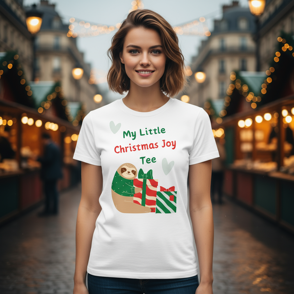 Sloth & Gifts Christmas Tee – Party-Ready Secret Santa Top