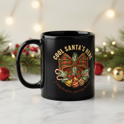 Plaid Bow “Cool Santa” Christmas Mug for Party & Secret Santa