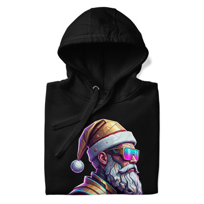 Cyberpunk Santa Christmas Hoodie – Unisex Graphic Pullover for Parties & Gifts