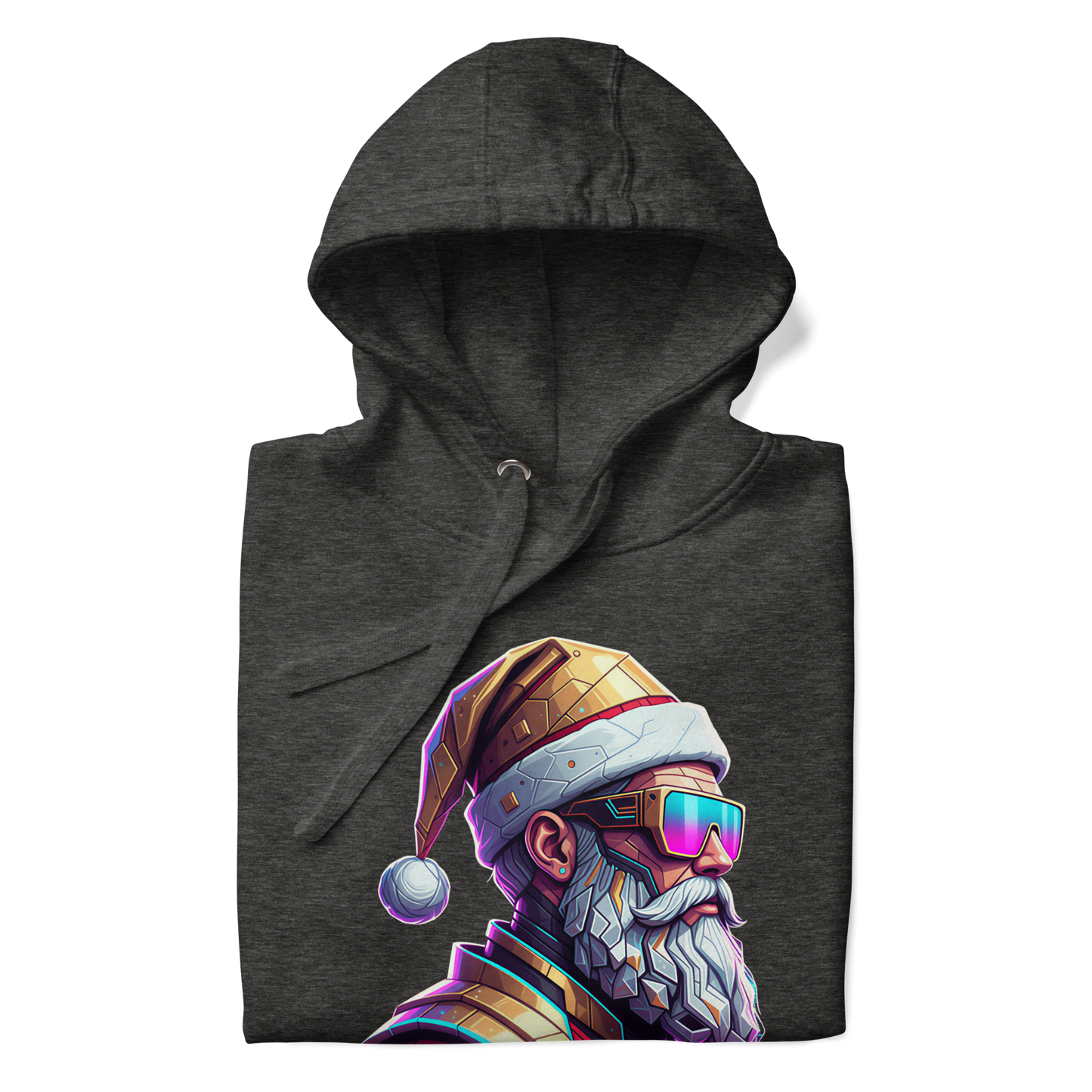 Cyberpunk Santa Christmas Hoodie – Unisex Graphic Pullover for Parties & Gifts
