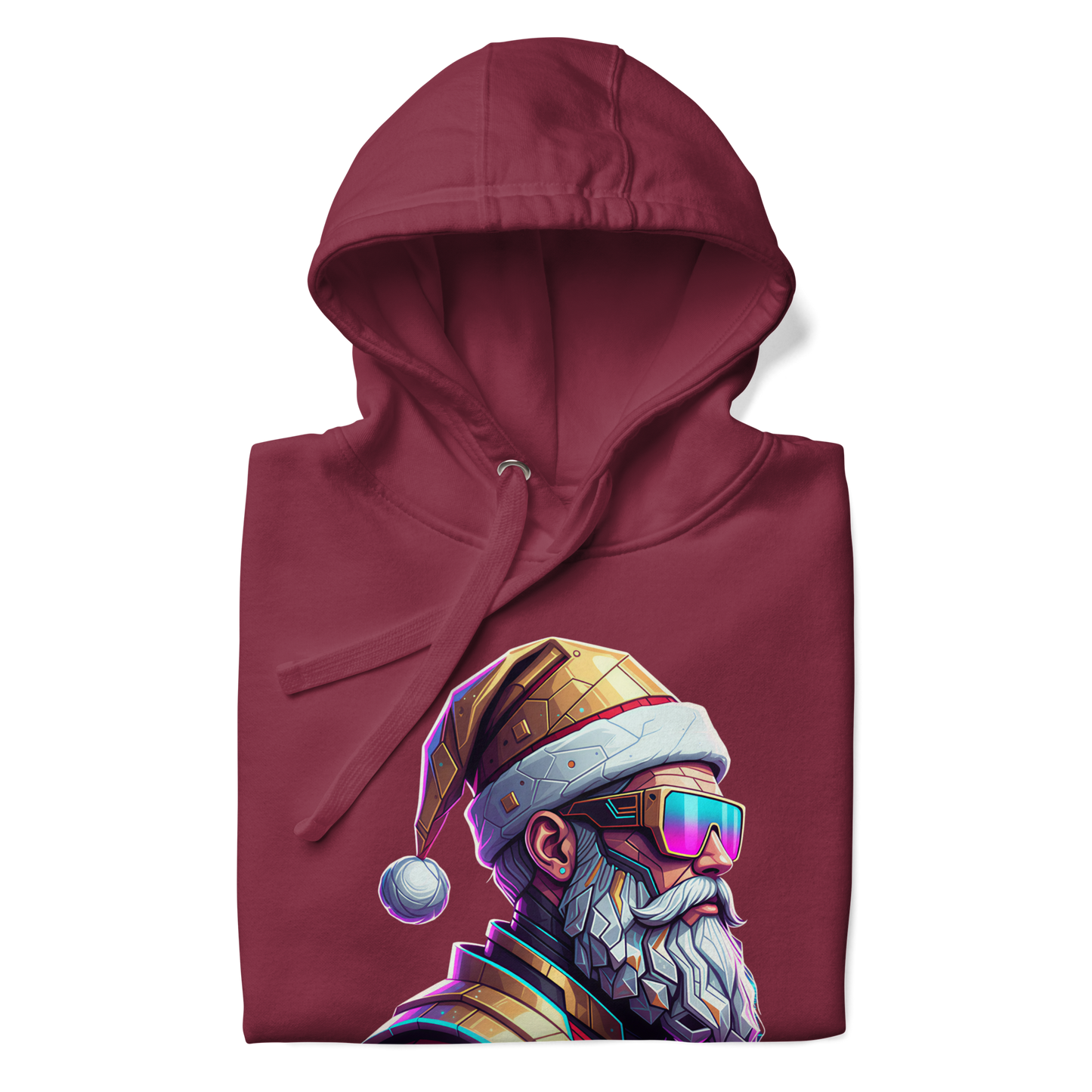 Cyberpunk Santa Christmas Hoodie – Unisex Graphic Pullover for Parties & Gifts