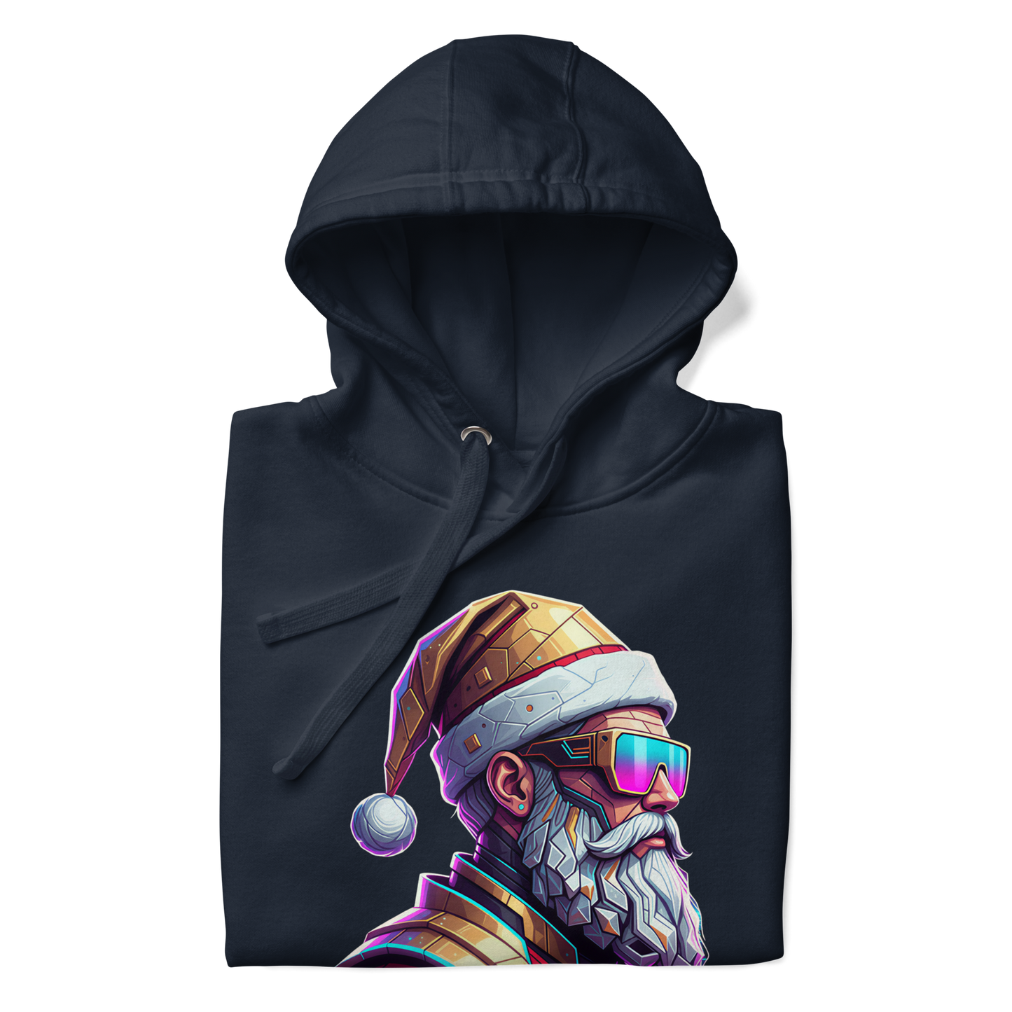 Cyberpunk Santa Christmas Hoodie – Unisex Graphic Pullover for Parties & Gifts