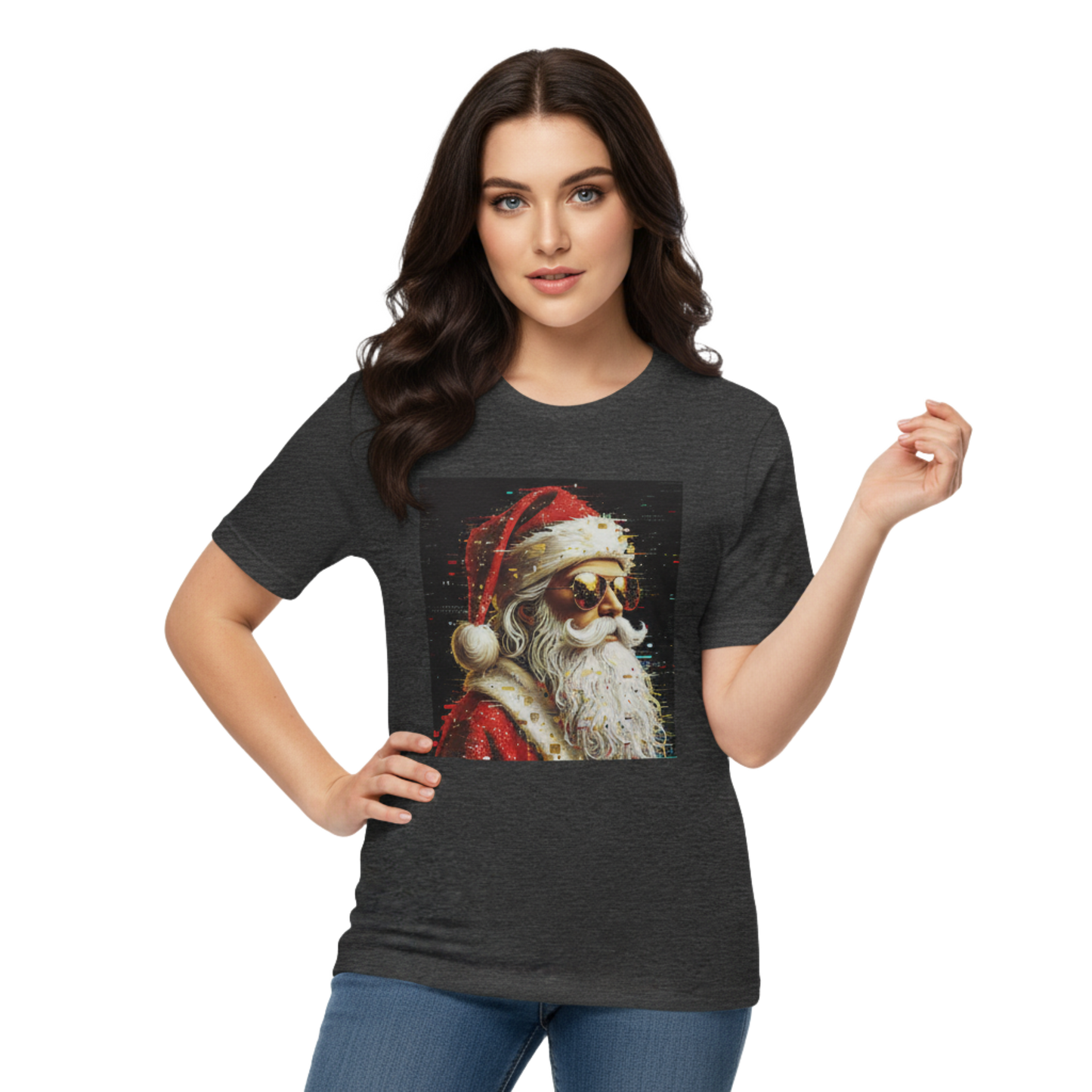 Glitch Santa Christmas T-Shirt – Unisex Graphic Tee, Party Showstopper & Gift Win