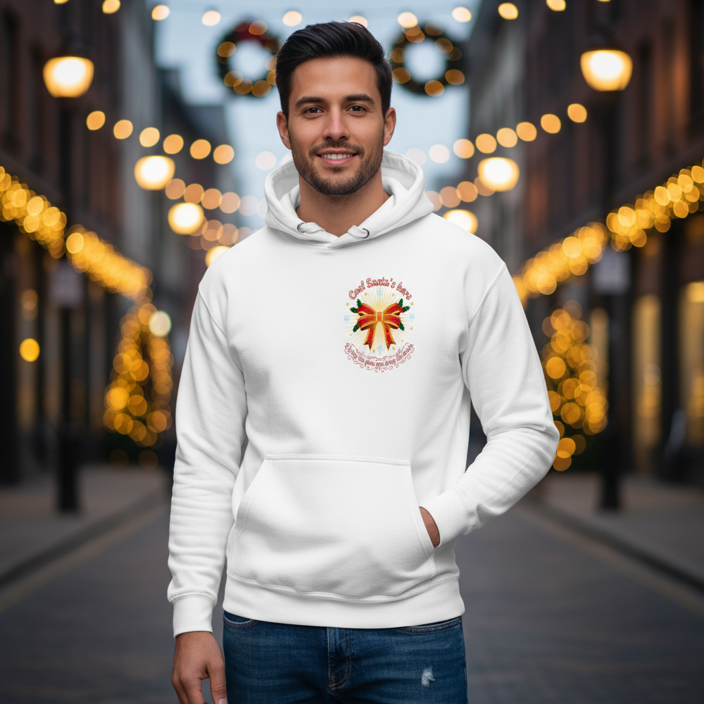 Glowing Mistletoe Bow Christmas Hoodie – Warm, Soft, Gift-Ready