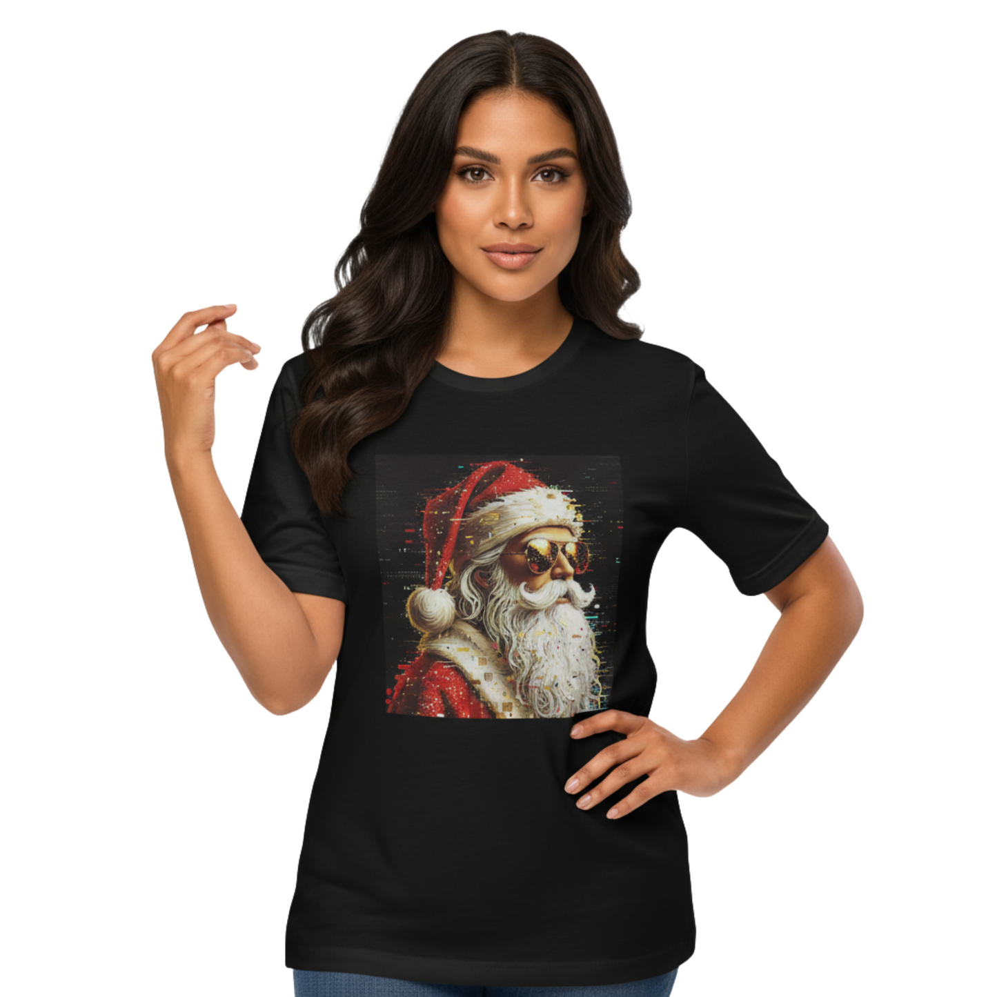 Glitch Santa Christmas T-Shirt – Unisex Graphic Tee, Party Showstopper & Gift Win
