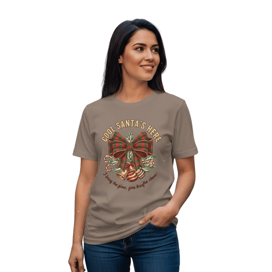 Cool Santa Plaid Bow Christmas Tee – PartyGiftSecret Santa