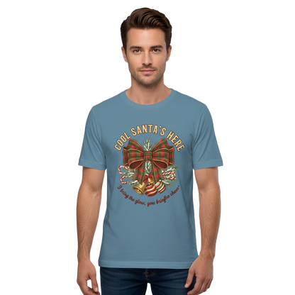 Vintage Christmas Tee – Cool Santa Bow for Party & Secret Santa