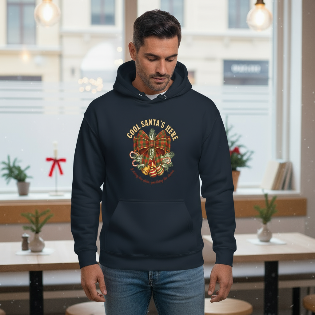 Cool Santa Plaid Bow Christmas Hoodie – Party & Secret Santa