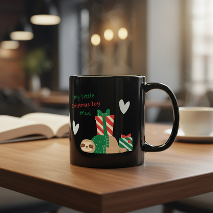 Sloth & Gifts Christmas Mug – Cute Black Holiday Coffee Cup