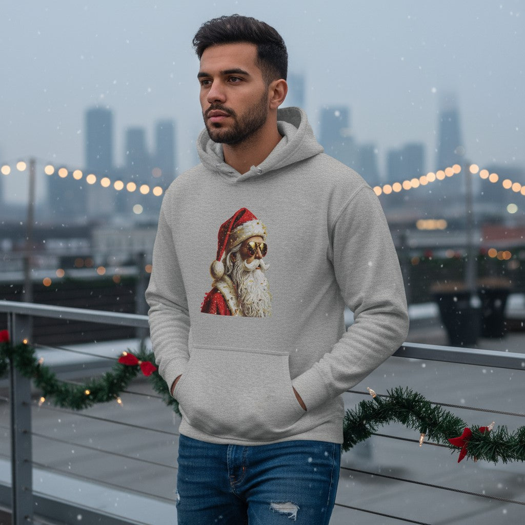 Cool Santa Claus Hoodie – Unisex Premium Christmas Gray Pullover