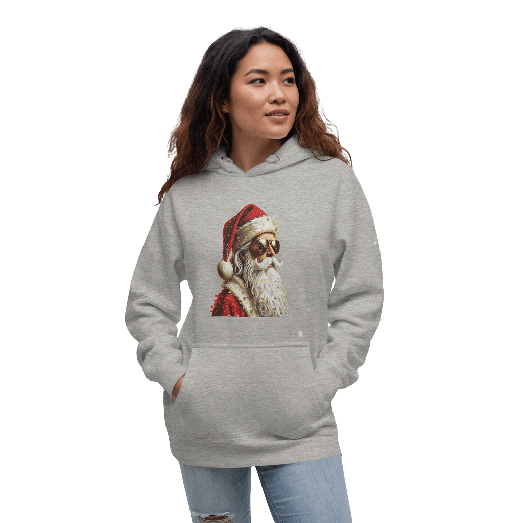 Cool Santa Claus Hoodie – Unisex Premium Christmas Gray Pullover