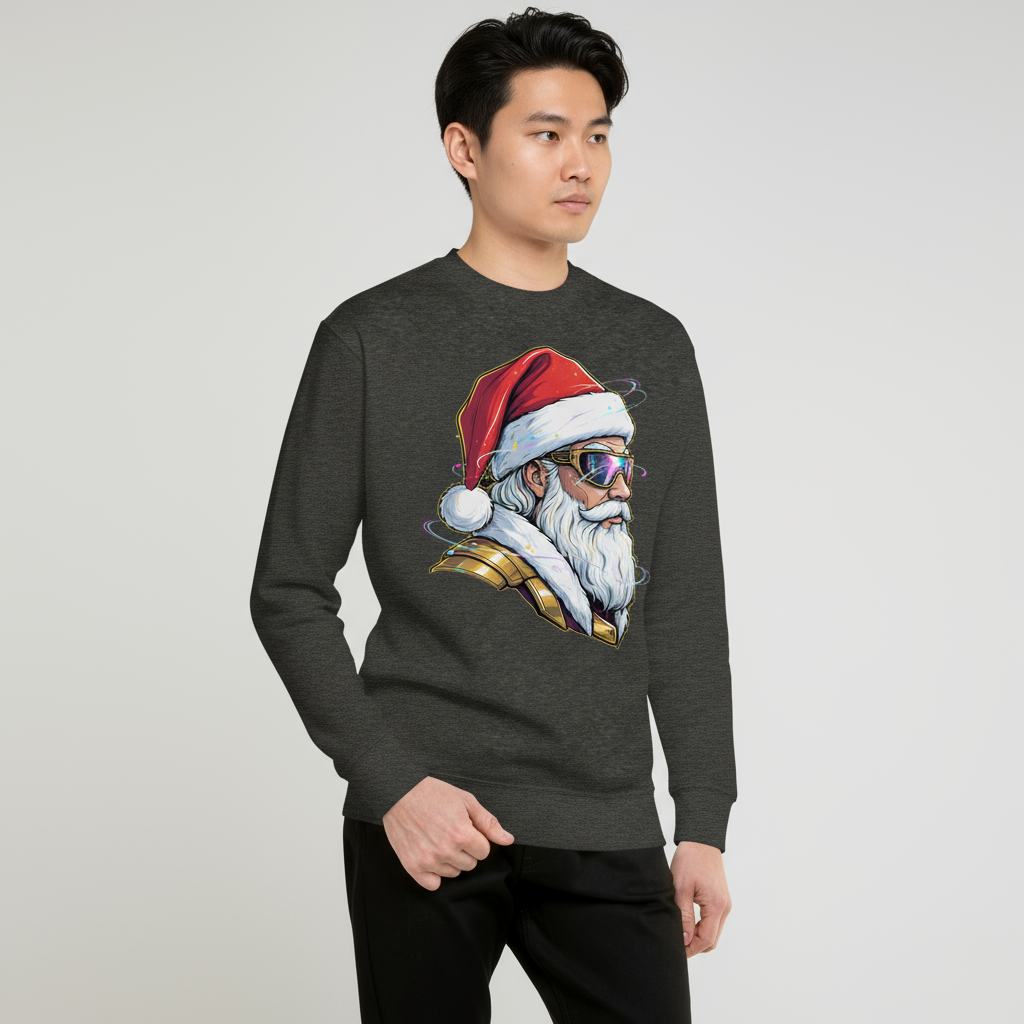 Futuristic Santa Crewneck Sweatshirt  Christmas Party Outfit & Secret Santa Gift