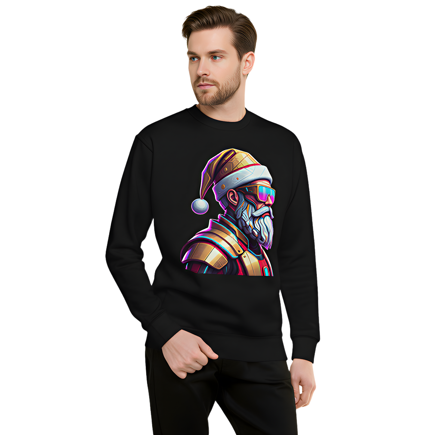 Cyber Santa Christmas Sweatshirt – Unisex Crewneck for Holiday Parties & Gifts