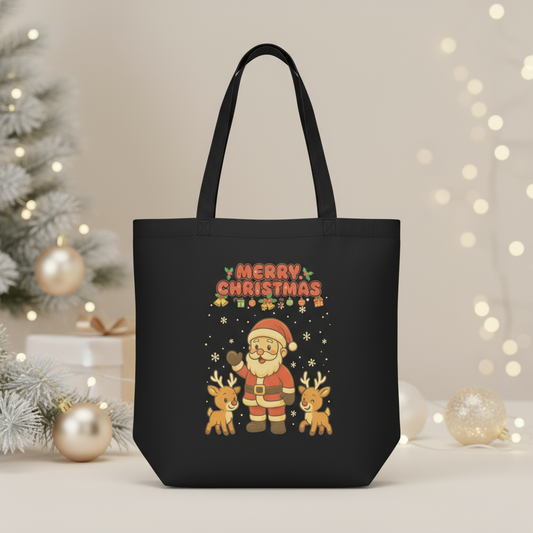 Christmas Tote Bag with Santa & Reindeer – Party-Ready Gift