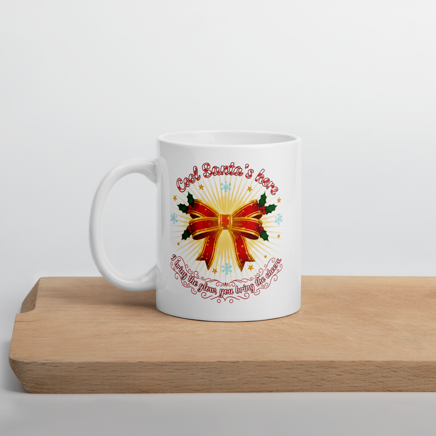 Glowing Mistletoe Bow Christmas Mug – Morning Cheer Inside