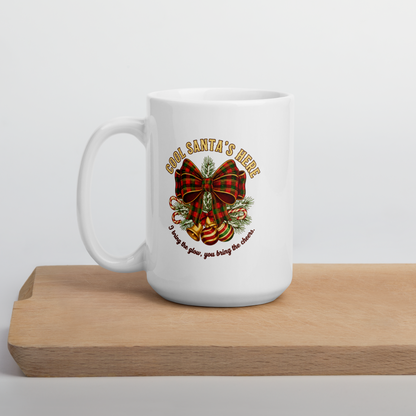 Cool Santa Christmas Mug | Tartan Bow & Bells, Party/Secret Santa